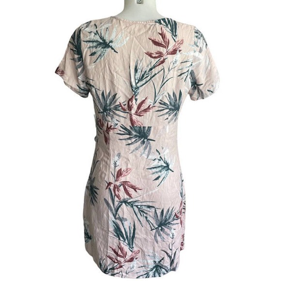 SADIE & SAGE PALMS Button Front MINI Dress Pink Short Sleeve Anthropologie Small - Picture 2 of 4